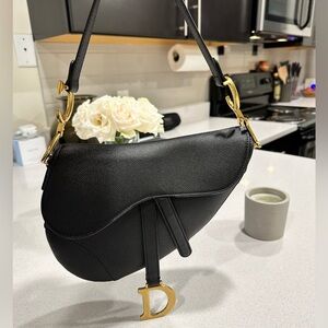 Dior black saddle bag